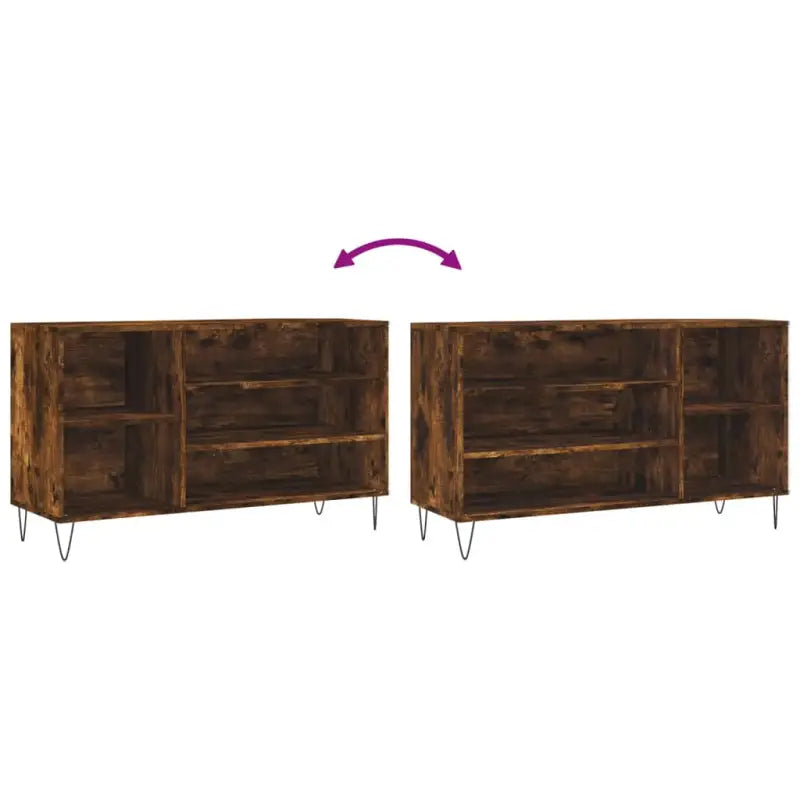 Schoenenkast van bewerkt hout met metalen poten voor een opgeruimd entreegebied - Schoenenrekken