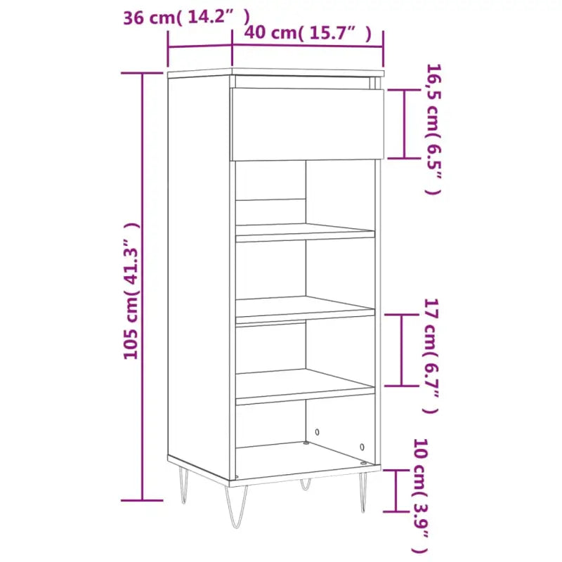 Schoenenkast 40X36X105 Cm Bewerkt Hout
