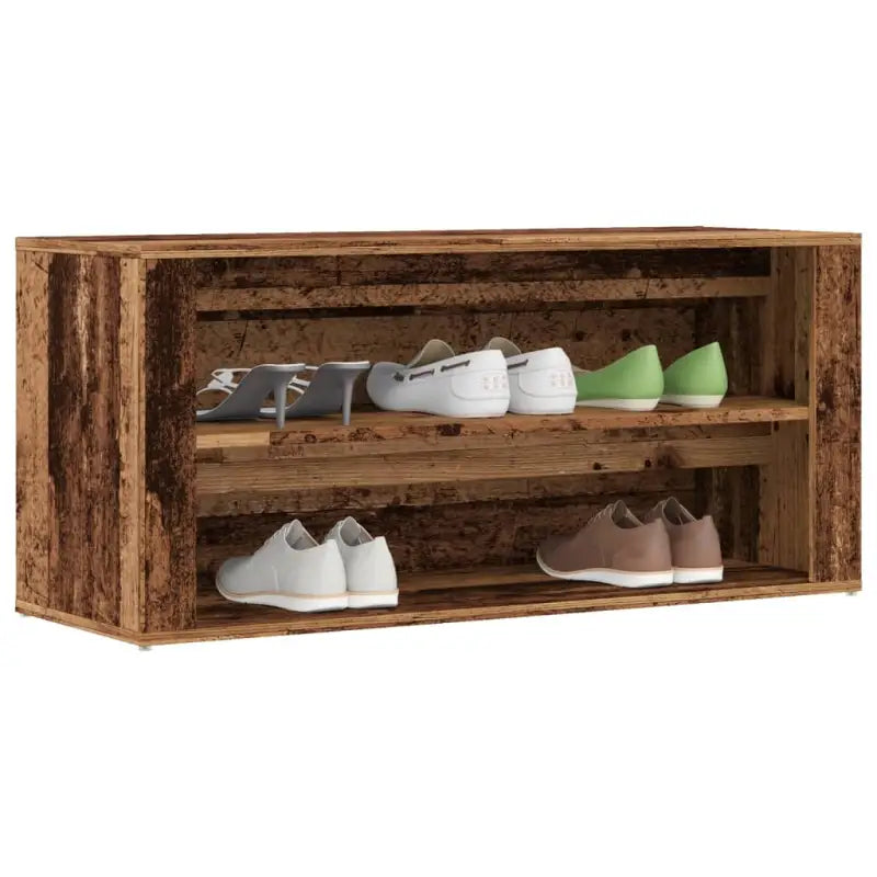 Schoenenrek 100X35X45 Cm Bewerkt Hout Kleurig