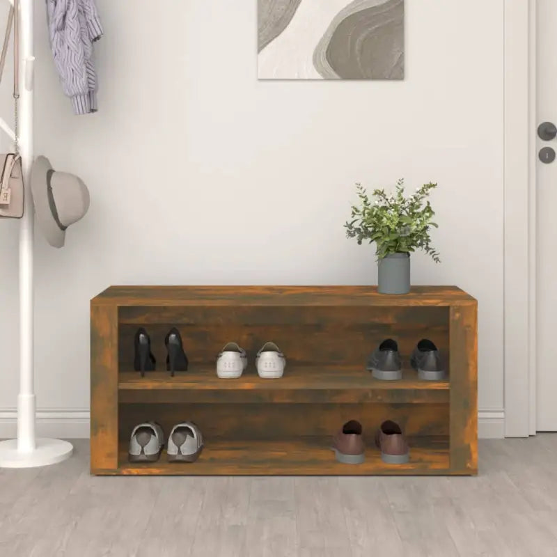 Schoenenrek 100X35X45 Cm Bewerkt Hout Kleurig