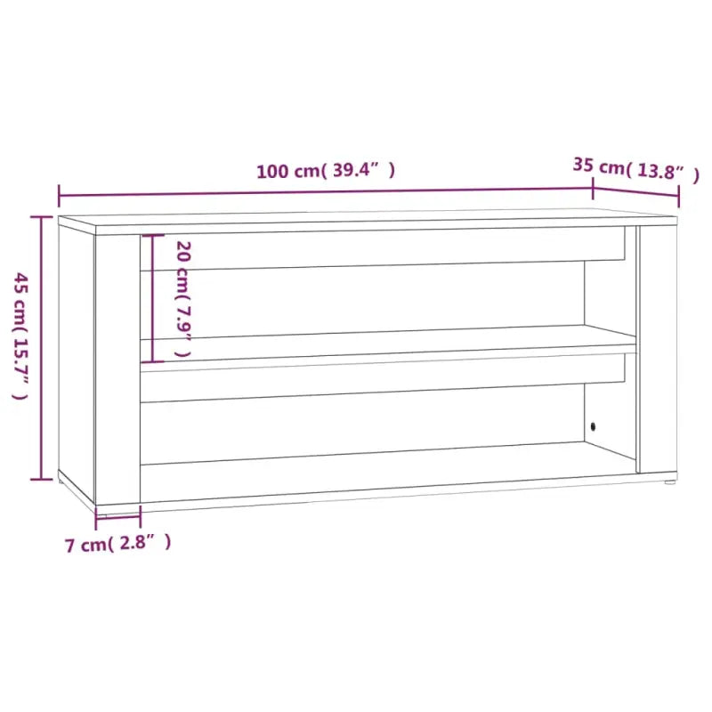 Schoenenrek 100X35X45 Cm Bewerkt Hout Kleurig