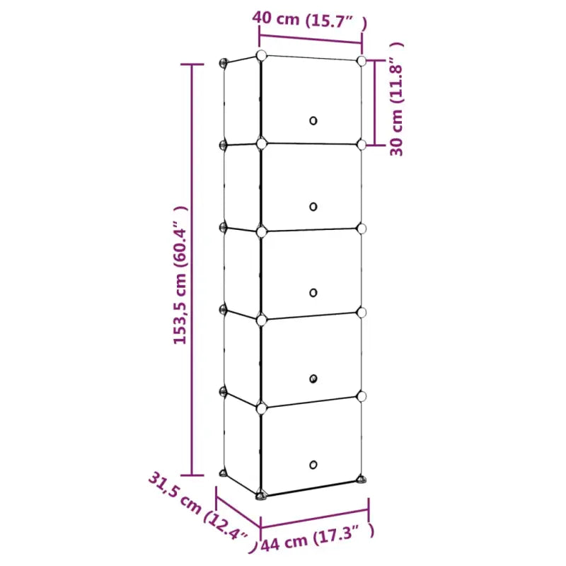 Schoenenrek 44X31,5X153,5 Cm Polypropeen Transparant