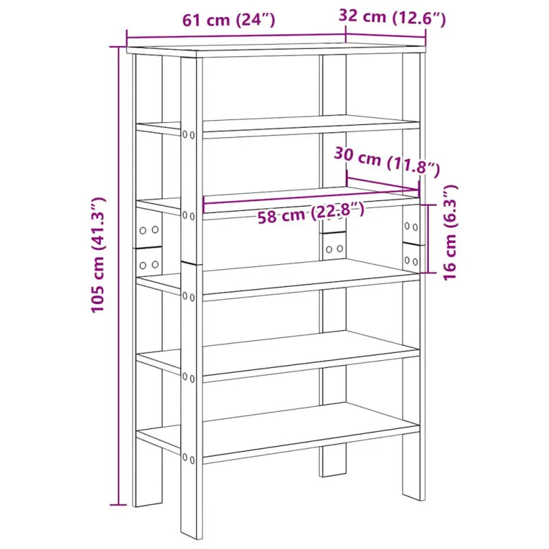Schoenenrek 61X32X Bewerkt Hout Kleurig