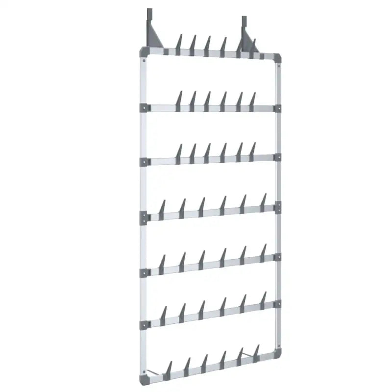Schoenenrek Hangend 66X13X139 Cm Zilverkleurig Rood