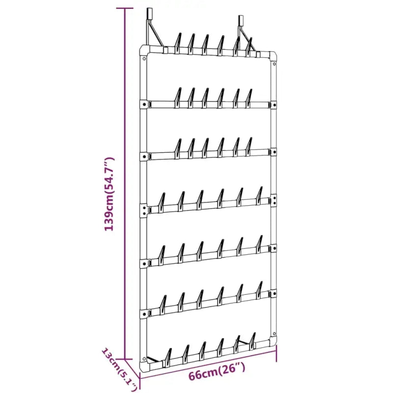 Schoenenrek Hangend 66X13X139 Cm Zilverkleurig Rood