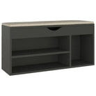 Schoenenrek met bewerkt hout en comfortabele zitbank - Grijs / 1 - Schoenenrekken