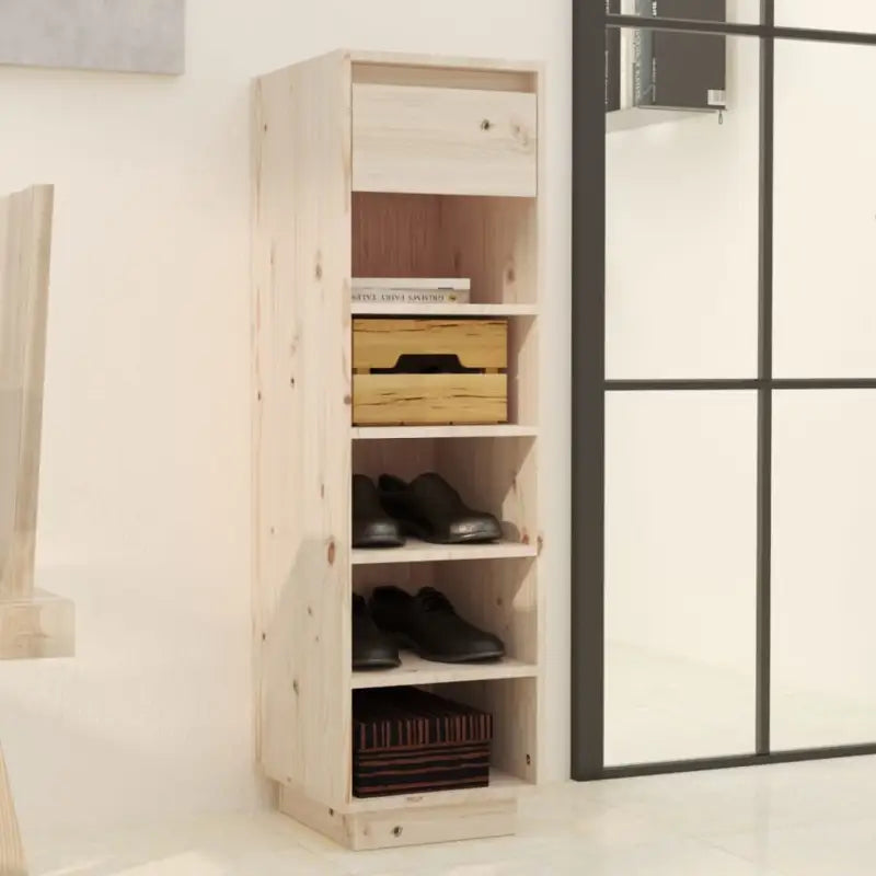 Schoenenrek met zweefpoten van massief grenenhout voor duurzame opslag - Schoenenrekken