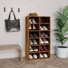 Schoenenrek van bewerkt hout eenvoudig te reinigen met vochtige doek - Gerookt eiken / 1 - Schoenenrekken