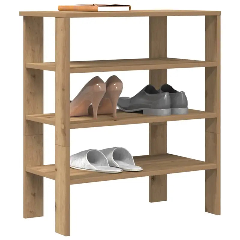 Schoenenrek van bewerkt hout in grijs sonoma voor een opgeruimde ruimte - artisanaal eikenkleurig / 1 / 70 cm