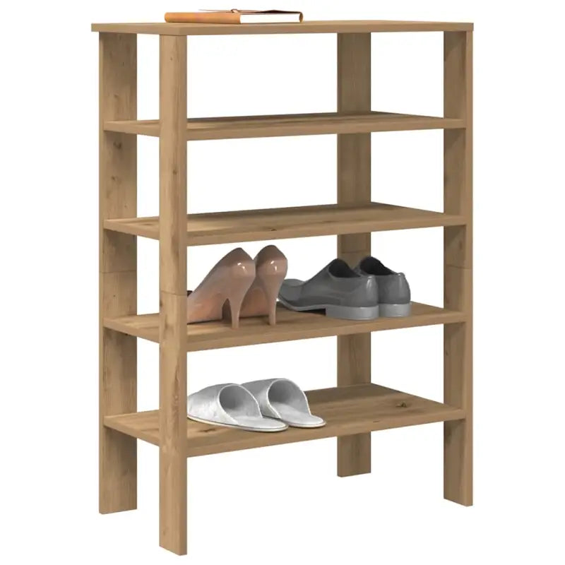 Schoenenrek van bewerkt hout in grijs sonoma voor een opgeruimde ruimte - artisanaal eikenkleurig / 1 / 87.5 cm