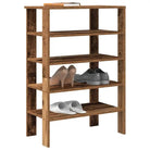 Schoenenrek van bewerkt hout in grijs sonoma voor een opgeruimde ruimte - Oud hout / 1 / 87.5 cm - Schoenenrekken