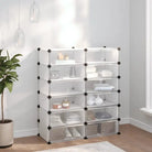 Schoenenrek van waterdichte polypropyleen panelen met houten hamer stop - Doorzichtig / 94.5 x 36.5 x 106 cm / 1