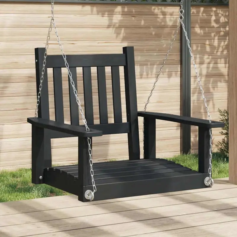 Schommelbank van massief vurenhout met metalen kettingen en goede ventilatie - Zwart / 73.5 x 65 x 63 cm / 1