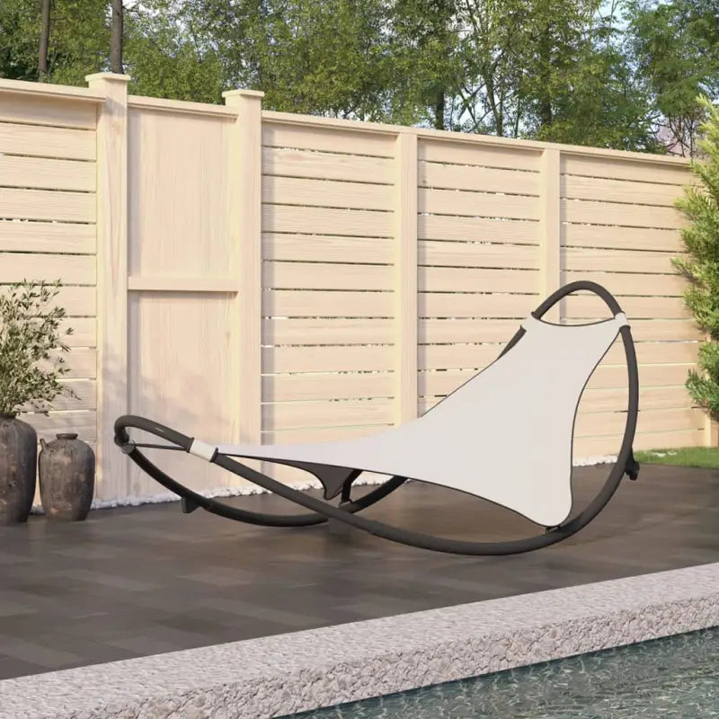 Schommelende ligbed met textileen stof voor ultiem ontspanning in tuin of balkon - Crème / 1 - Ligstoelen