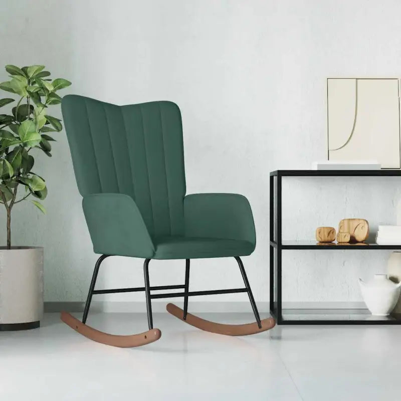Schommelstoel met fluweel en comfortabel zitcomfort - Donkergroen / 1 / Zonder voetensteun - Schommelstoelen