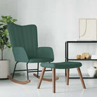 Schommelstoel met fluweel en comfortabel zitcomfort - Donkergroen / 1 / Met voetensteun - Schommelstoelen