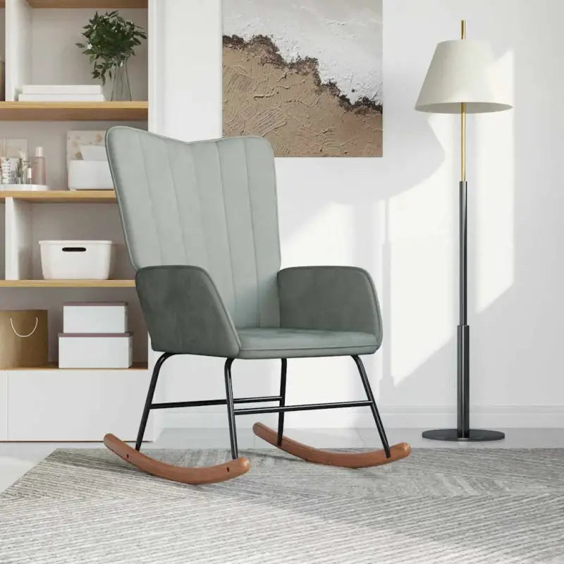 Schommelstoel met fluweel en comfortabel zitcomfort - Lichtgrijs / 1 / Zonder voetensteun - Schommelstoelen
