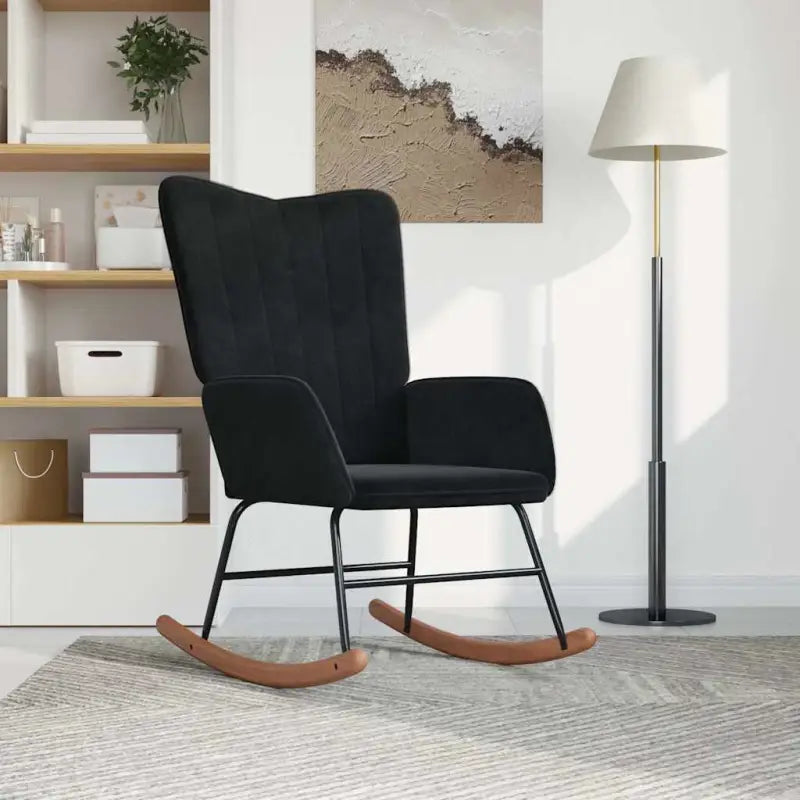 Schommelstoel met fluweel en comfortabel zitcomfort - Zwart / 1 / Zonder voetensteun - Schommelstoelen