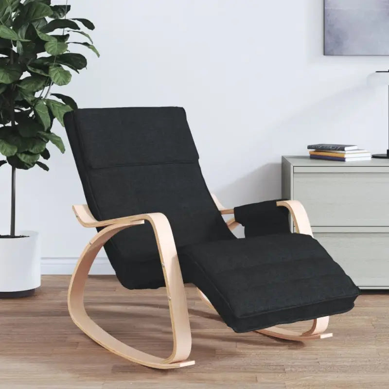 Schommelstoel met massief berkenhout voor ontspanning in huis - Zwart en bruin / 1 - Schommelstoelen