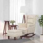 Schommelstoel met massief rubberwood poten voor stijl en comfort - Crème / 1 / Met voetensteun - Schommelstoelen