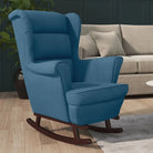 Schommelstoel met massief rubberwood poten voor stijl en comfort - Blauw / 1 / Zonder voetensteun - Schommelstoelen
