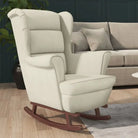 Schommelstoel met massief rubberwood poten voor stijl en comfort - Crème / 1 / Zonder voetensteun - Schommelstoelen