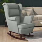 Schommelstoel met massief rubberwood poten voor stijl en comfort - Lichtgrijs / 1 / Zonder voetensteun - Schommelstoelen