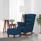 Schommelstoel met massief rubberwood poten voor stijl en comfort - Blauw / 1 / Met voetensteun - Schommelstoelen