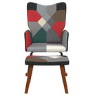 Schommelstoel met voetenbank en donker patchworkontwerp voor comfortabel zitten - Schommelstoelen