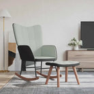 Schommelstoel met voetenbank in blokpatroon en fluwelen bekleding - Schommelstoelen
