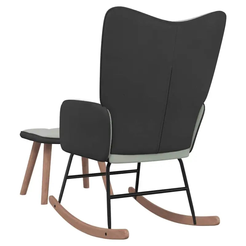 Schommelstoel met voetenbank in blokpatroon en fluwelen bekleding - Schommelstoelen