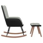 Schommelstoel met voetenbank in blokpatroon en fluwelen bekleding - Schommelstoelen