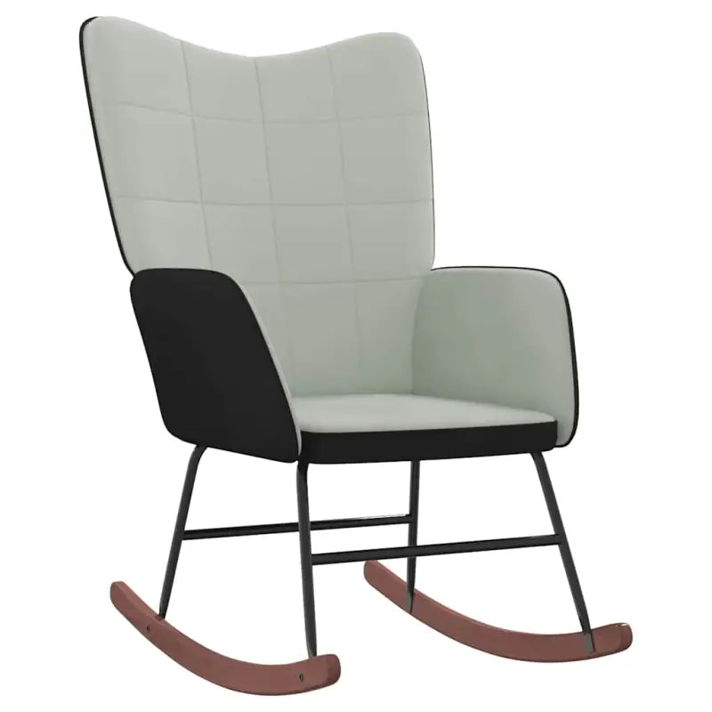 Schommelstoel met voetenbank in blokpatroon en fluwelen bekleding - Schommelstoelen