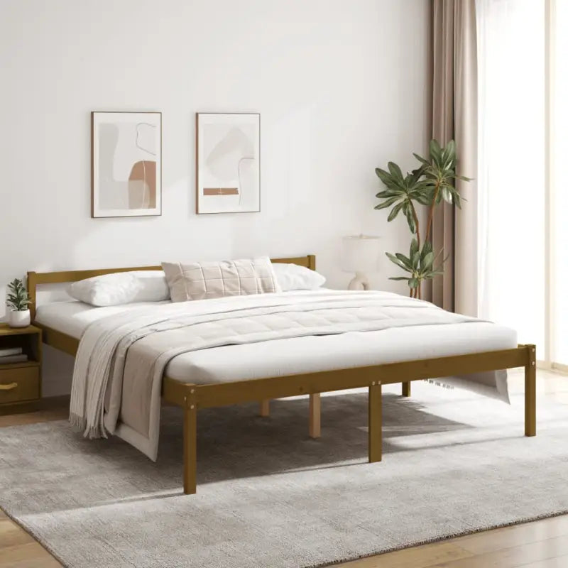 Seniorenbed van massief grenenhout met levering bevat - Honingbruin / 200 x 200 cm - Bedden & bedframes