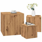 Set bijzettafels van bewerkt hout voor grote en medium tafels - artisanaal eikenkleurig / 3 - Bijzettafels