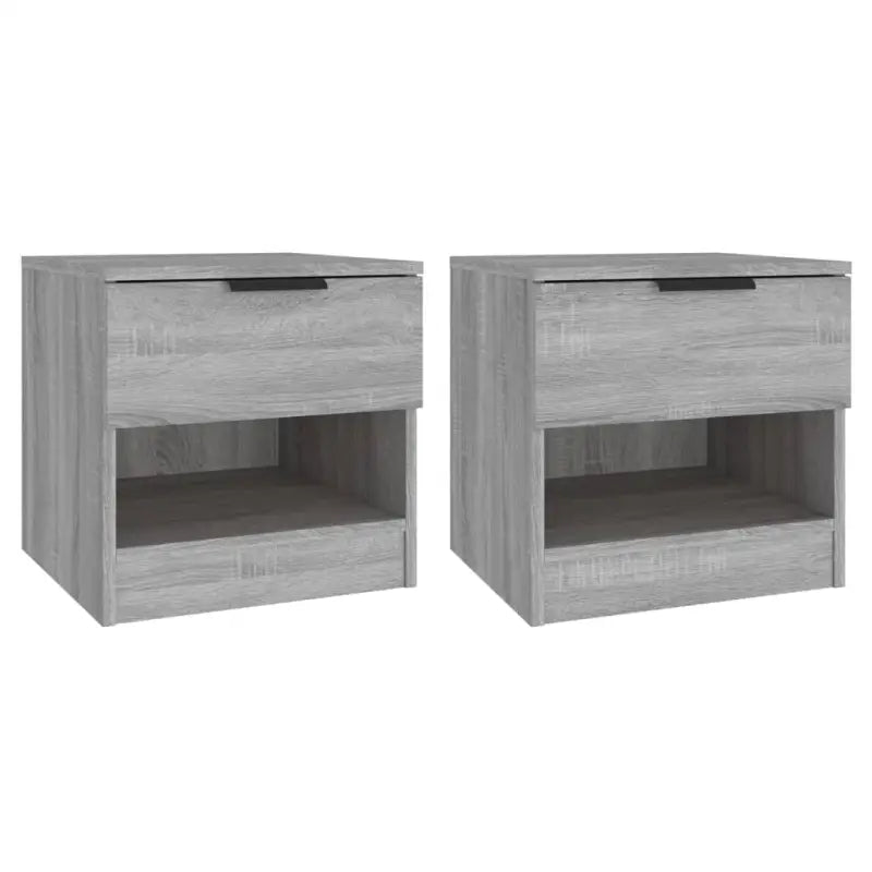 Set nachtkastjes van bewerkt hout in grijs sonoma met stevig blad - Nachtkastjes