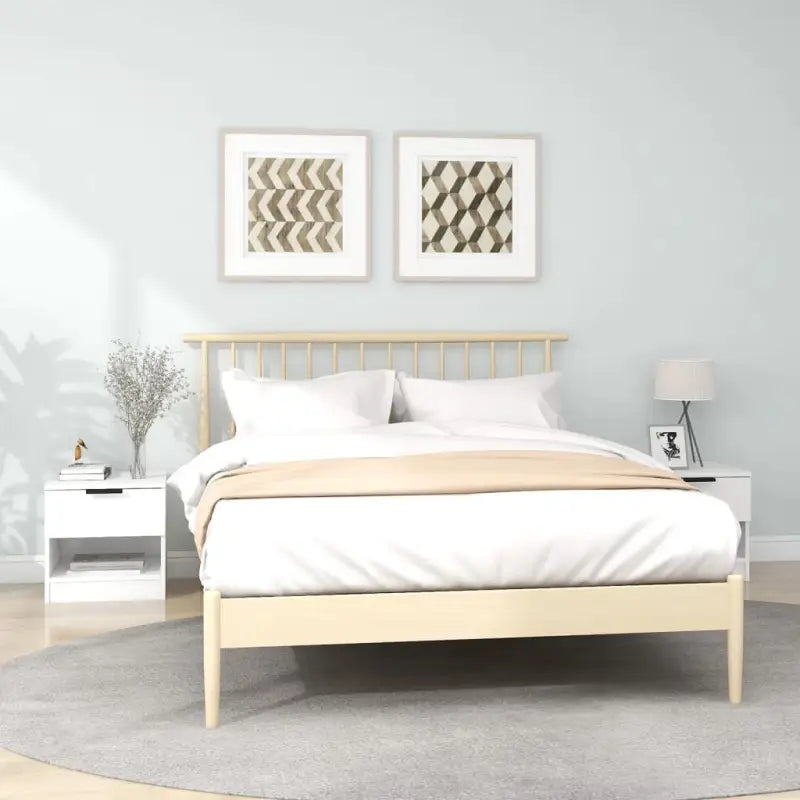 Set nachtkastjes van bewerkt hout in grijs sonoma met stevig blad - Wit / 2 - Nachtkastjes