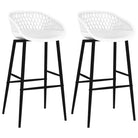 Set van 2 barstoelen met lage rugleuning voor in de keuken - Wit en zwart / 2 - Barkrukken