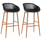 Set van 2 barstoelen met lage rugleuning voor in de keuken - Zwart en bruin / 2 - Barkrukken