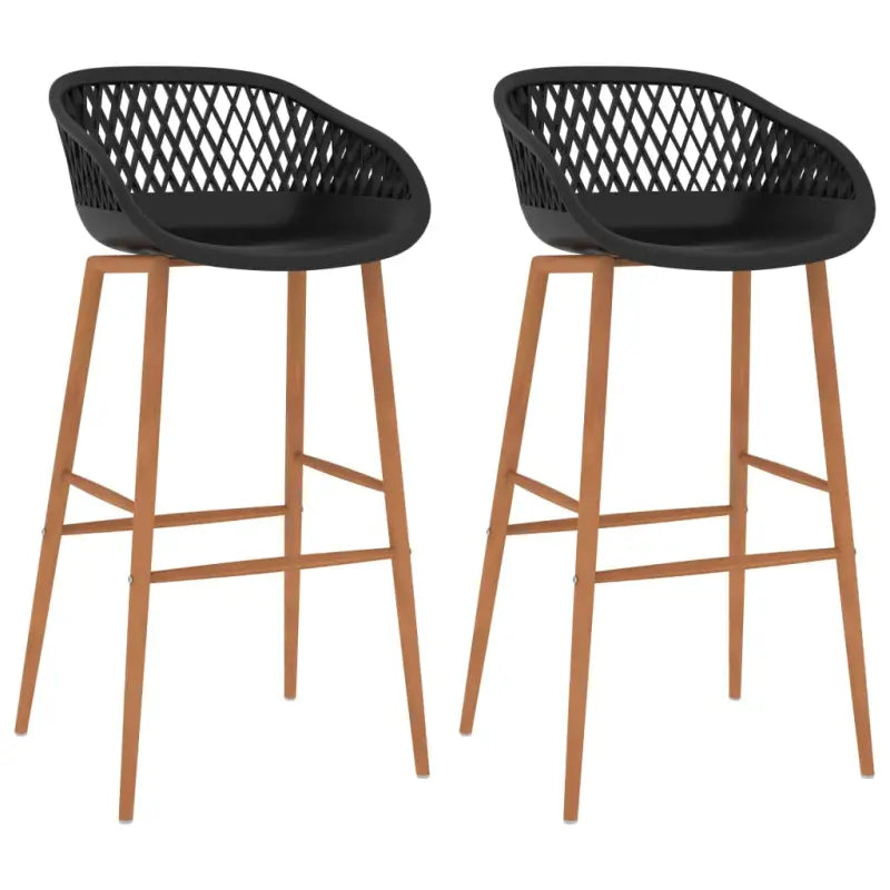 Set van 2 barstoelen met lage rugleuning voor in de keuken - Zwart en bruin / 2 - Barkrukken