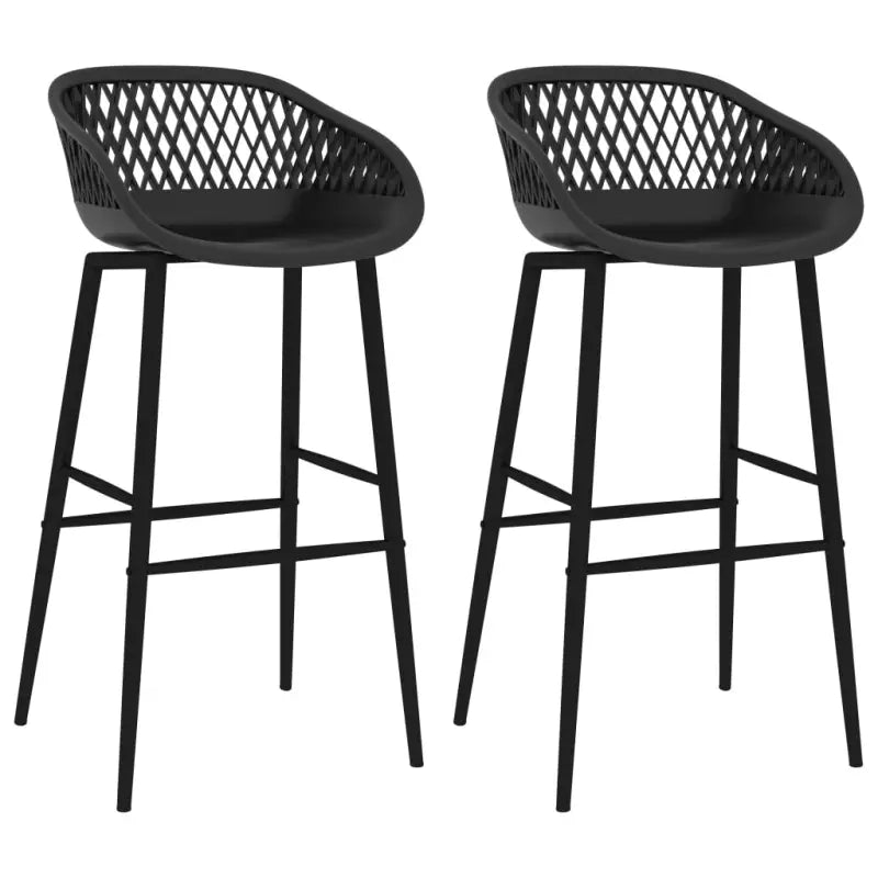Set van 2 barstoelen met lage rugleuning voor in de keuken - Zwart / 2 - Barkrukken
