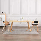 Set van 2 Eetkamerstoelen met Gebogen Hout en Soft Stoffen Bekleding - Lichtbruin en zwart / 2 - Eetkamerstoelen