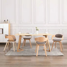 Set van 2 Eetkamerstoelen met Gebogen Hout en Soft Stoffen Bekleding - Lichtbruin en taupe / 4 - Eetkamerstoelen
