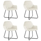 Set van 2 eetkamerstoelen met gepoedercoat stalen poten en fluweel - Crème / 4 - Eetkamerstoelen