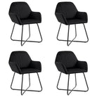 Set van 2 eetkamerstoelen met gepoedercoat stalen poten en fluweel - Zwart / 4 - Eetkamerstoelen