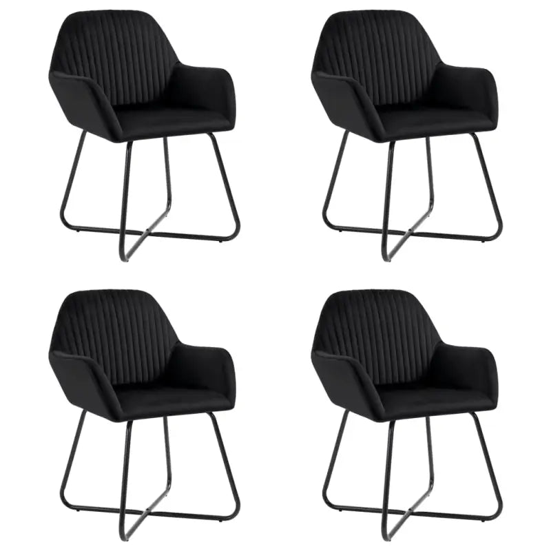 Set van 2 eetkamerstoelen met gepoedercoat stalen poten en fluweel - Zwart / 4 - Eetkamerstoelen