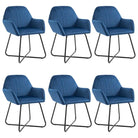 Set van 2 eetkamerstoelen met gepoedercoat stalen poten en fluweel - Blauw / 6 - Eetkamerstoelen