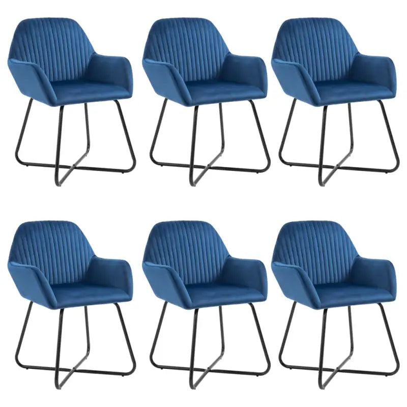 Set van 2 eetkamerstoelen met gepoedercoat stalen poten en fluweel - Blauw / 6 - Eetkamerstoelen