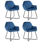 Set van 2 eetkamerstoelen met gepoedercoat stalen poten en fluweel - Blauw / 4 - Eetkamerstoelen
