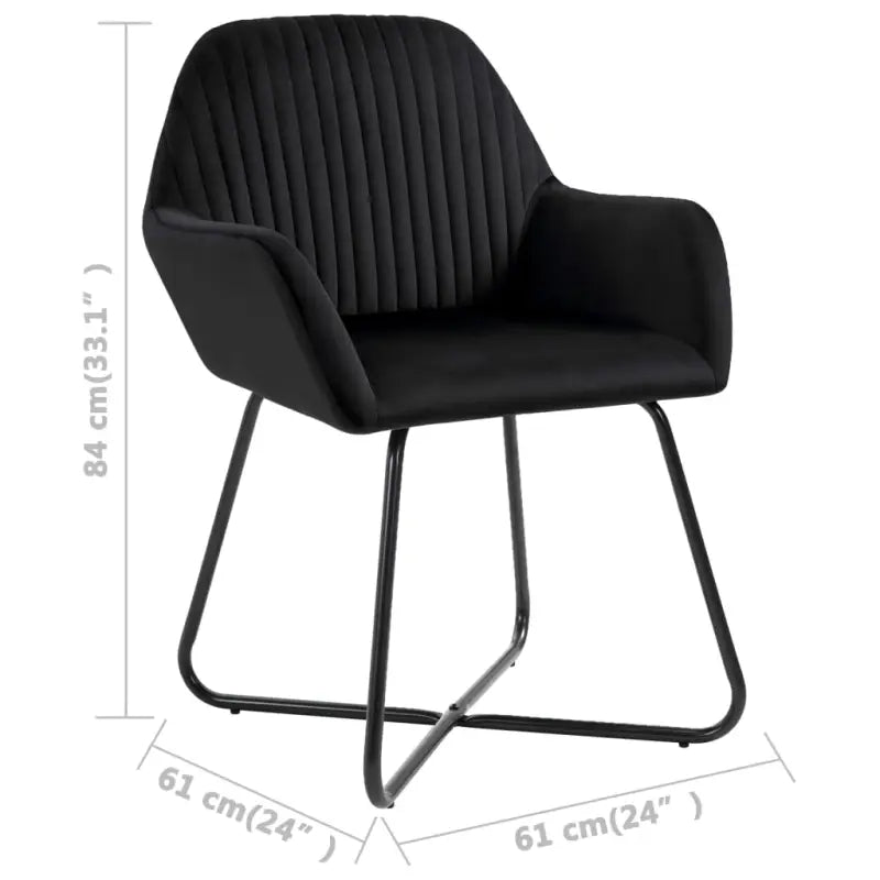 Set van 2 eetkamerstoelen met gepoedercoat stalen poten en fluweel - Eetkamerstoelen
